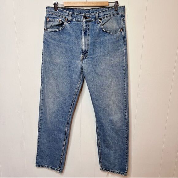 Vintage 90s Levis 505 Regular Fit Straight Leg USA Made Distressed Faded 36X30 - Picture 2 of 12